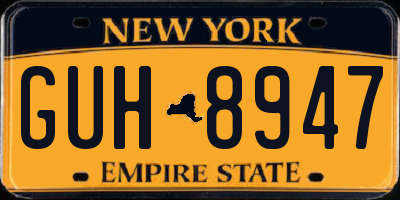 NY license plate GUH8947