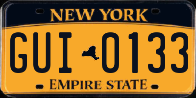 NY license plate GUI0133