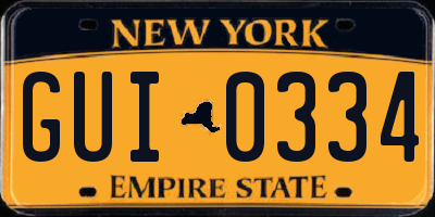 NY license plate GUI0334