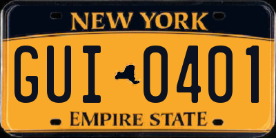 NY license plate GUI0401