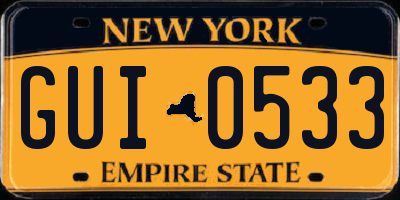 NY license plate GUI0533