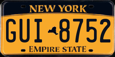 NY license plate GUI8752