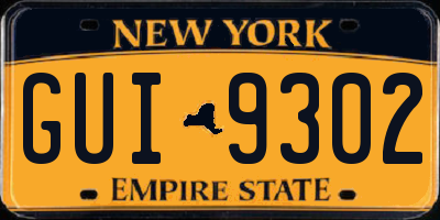 NY license plate GUI9302