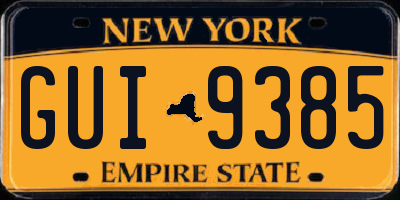 NY license plate GUI9385