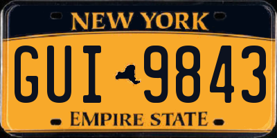 NY license plate GUI9843