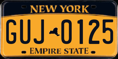 NY license plate GUJ0125