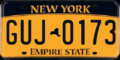 NY license plate GUJ0173
