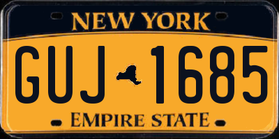 NY license plate GUJ1685