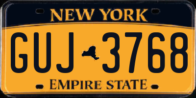 NY license plate GUJ3768
