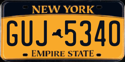 NY license plate GUJ5340