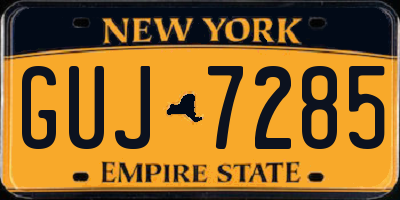 NY license plate GUJ7285