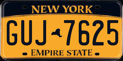 NY license plate GUJ7625