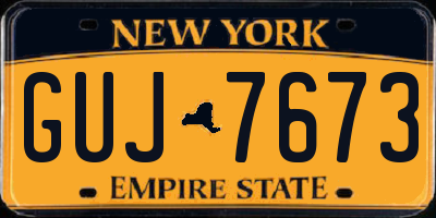 NY license plate GUJ7673