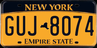 NY license plate GUJ8074