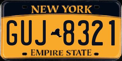 NY license plate GUJ8321