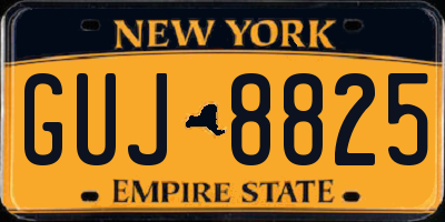 NY license plate GUJ8825