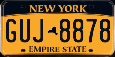 NY license plate GUJ8878