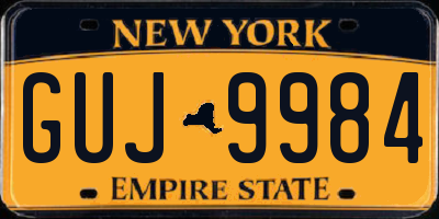 NY license plate GUJ9984