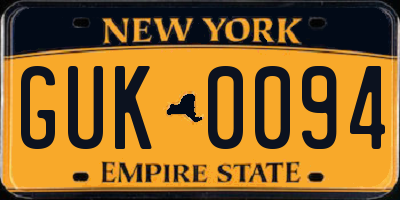 NY license plate GUK0094
