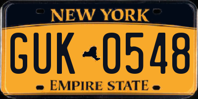 NY license plate GUK0548