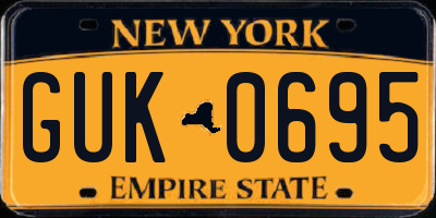 NY license plate GUK0695