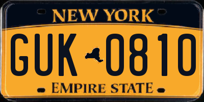 NY license plate GUK0810