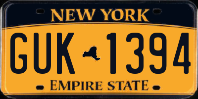 NY license plate GUK1394