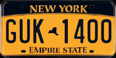 NY license plate GUK1400