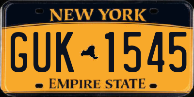 NY license plate GUK1545