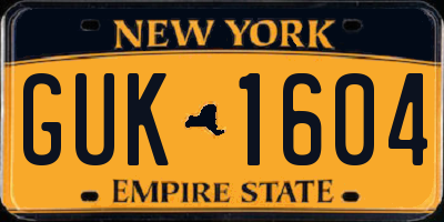 NY license plate GUK1604