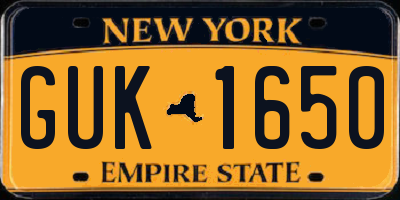 NY license plate GUK1650