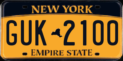 NY license plate GUK2100