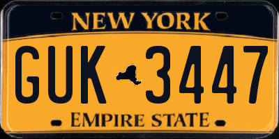 NY license plate GUK3447