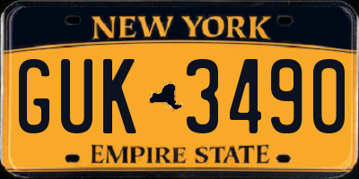NY license plate GUK3490