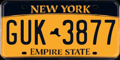 NY license plate GUK3877