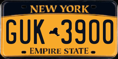 NY license plate GUK3900