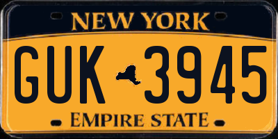 NY license plate GUK3945