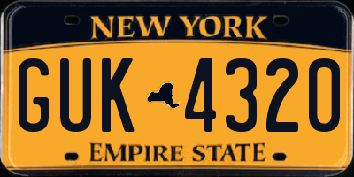 NY license plate GUK4320
