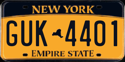NY license plate GUK4401