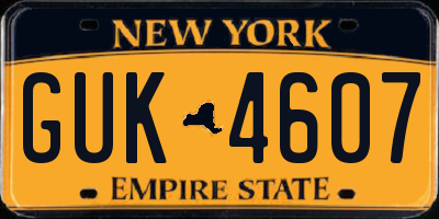 NY license plate GUK4607