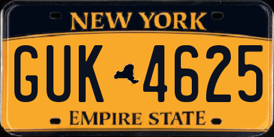 NY license plate GUK4625