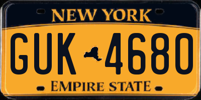 NY license plate GUK4680