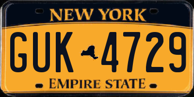 NY license plate GUK4729