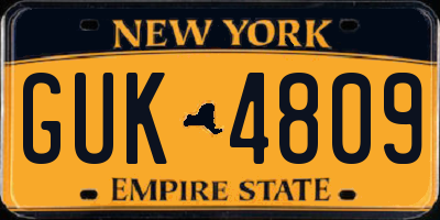 NY license plate GUK4809