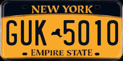 NY license plate GUK5010