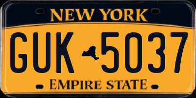 NY license plate GUK5037