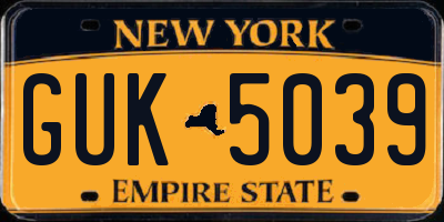 NY license plate GUK5039