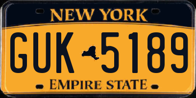 NY license plate GUK5189