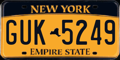 NY license plate GUK5249