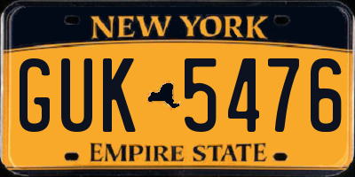 NY license plate GUK5476